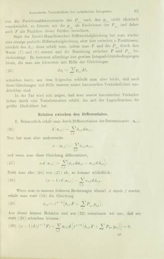 Über die kanonischen Veräderlichen in der Variationsrechnung der mehrfachen Integrale.