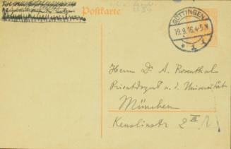 Χειρόγραφη επιστολή του Κωνσταντίνου Καραθεοδωρή προς τον Άρθουρ Ρόζενταλ.