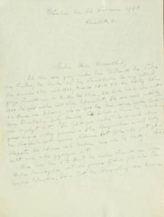 Χειρόγραφη επιστολή του Κωνσταντίνου Καραθεοδωρή προς τον Άρθουρ Ρόζενταλ.