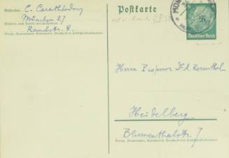 Χειρόγραφη επιστολή του Κωνσταντίνου Καραθεοδωρή προς τον Άρθουρ Ρόζενταλ.