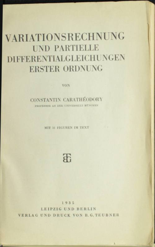 Variationsrechnung und partielle differentialgleichungen erster ordnung.