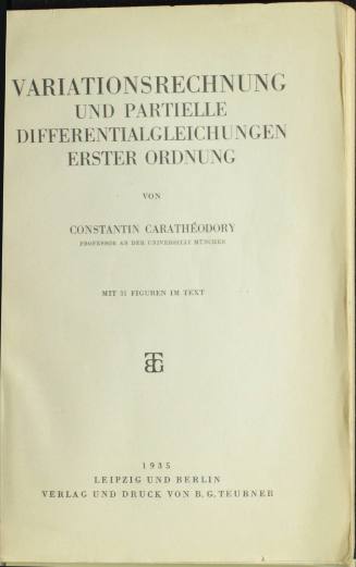 Variationsrechnung und partielle differentialgleichungen erster ordnung.