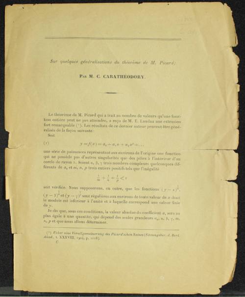 Sur quelques généralisations du théorème de M. Picard.
