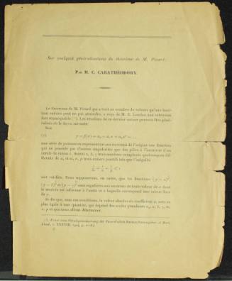 Sur quelques généralisations du théorème de M. Picard.