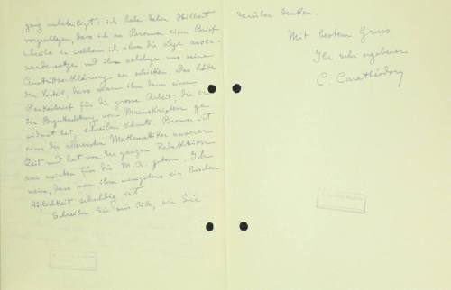 Αλληλογραφία Κωνσταντίνου Καραθεοδωρή με τον Άλμπερτ Αϊνστάιν.