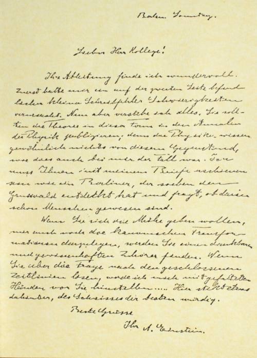Αλληλογραφία Άλμπερτ Αϊνστάιν με τον Κωνσταντίνου Καραθεοδωρή.