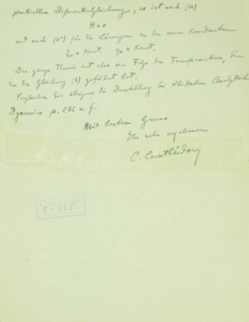 Αλληλογραφία Κωνσταντίνου Καραθεοδωρή με τον Άλμπερτ Αϊνστάιν.