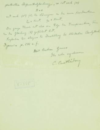 Αλληλογραφία Κωνσταντίνου Καραθεοδωρή με τον Άλμπερτ Αϊνστάιν.