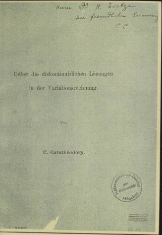 Ueber die diskontinuirlichen Lösungen in der Variationsrechung.