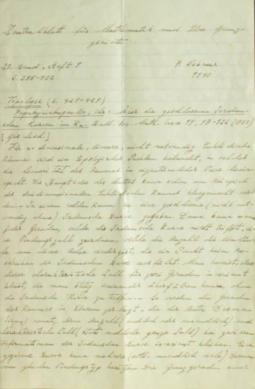 Κριτική του Κωνσταντίνου Καραθεοδωρή στην Τοπολογία.