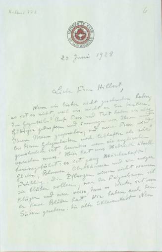 Χειρόγραφη επιστολή του Κωνστανίνου Καραθεοδωρή προς την Κάθυ Χίλμπερτ.