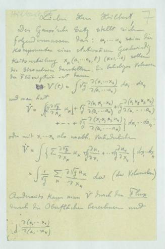 Χειρόγραφη επιστολή του Κωνσταντίνου Καραθεοδωρή προς το Ντέβιντ Χίλμπερτ.