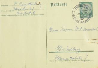 Χειρόγραφη επιστολή του Κωνσταντίνου Καραθεοδωρή προς τον Άρθουρ Ρόζενταλ.