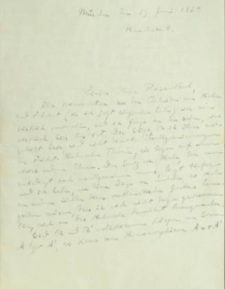 Χειρόγραφη επιστολή του Κωνσταντίνου Καραθεοδωρή προς τον Άρθουρ Ρόζενταλ.