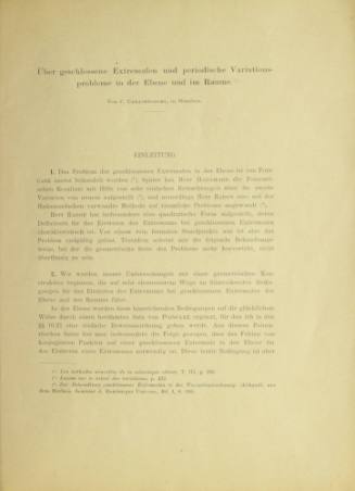 Über geschlossene extremalen und periodische variations probleme in der ebene und im raume.