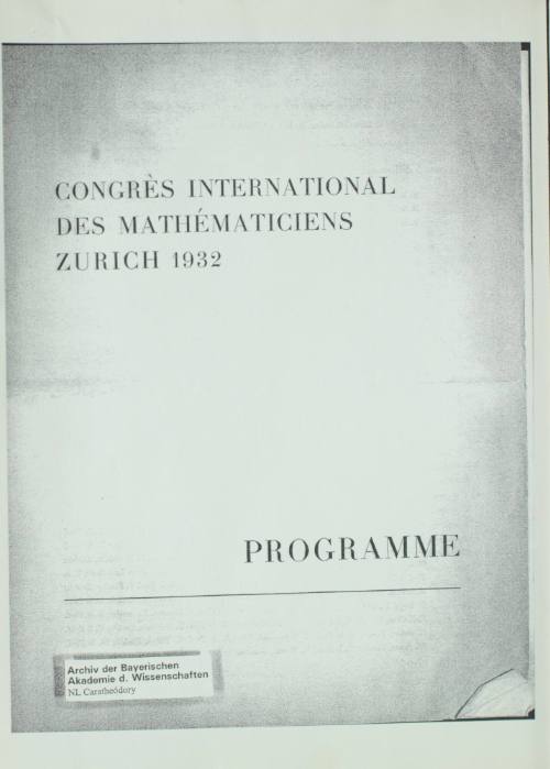 Congrès International des Mathématiciens.