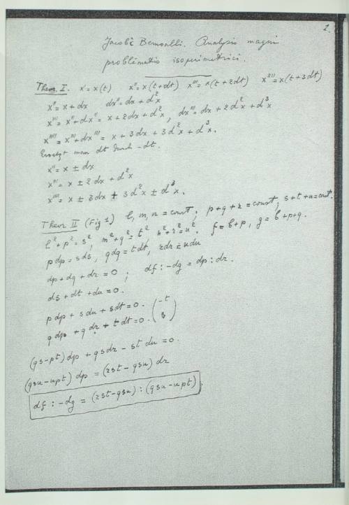 Jacobi Bernoulli: Μεγάλη ανάλυση περί ισομετρικού προβλήματος.