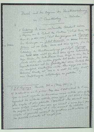 Λογισμός των μεταβολών (βάσεις και εισαγωγή)  και διάλεξη στο Πανεπιστήμιο του Berkley το 1928.